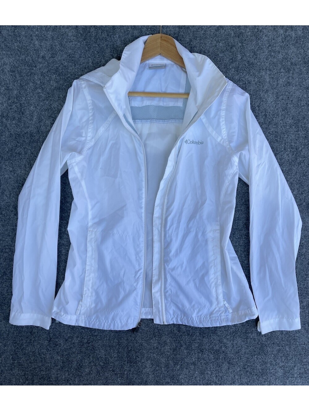 Columbia Size S Women White Full Zip Stand Collar Lightweight Outdoor Jacket